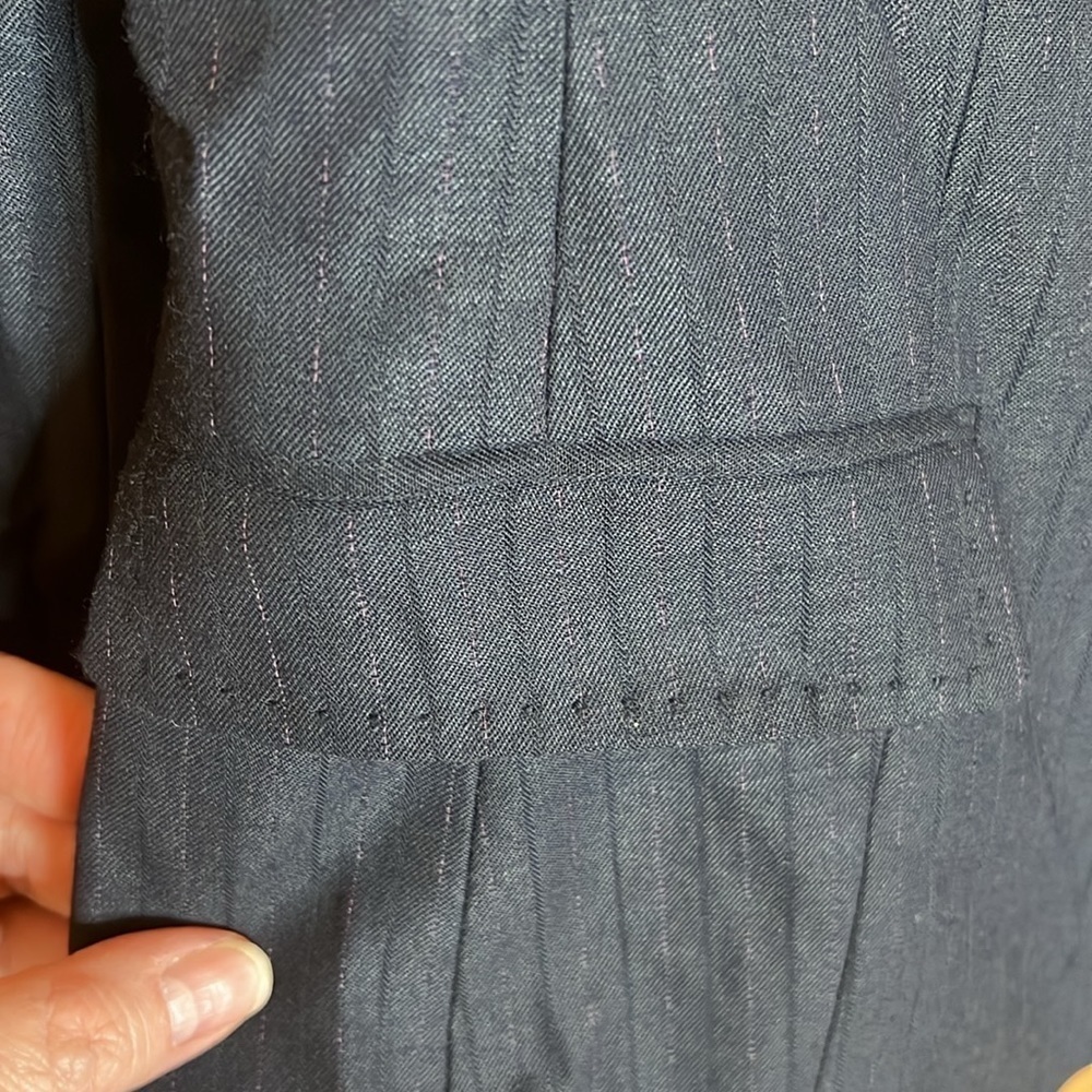 Elie Tahari Navy Purple Wool Blend Pinstripe Blazer Size 10 - Picture 7 of 16